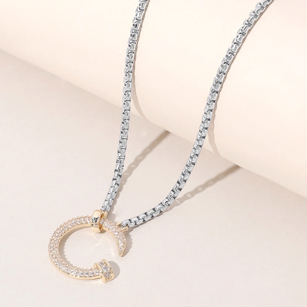 14k Two Tone Bent Nail Necklace